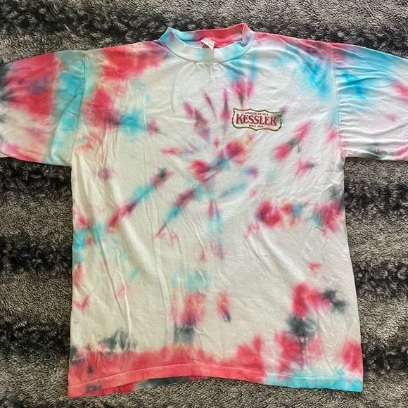 Accord Men’s Large Kessler Whiskey Vintage Reworked Tie Dye Short Sleeve T-Shirt - Picture 2 of 9
